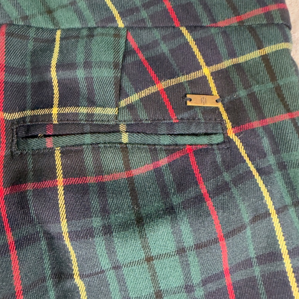 Tommy Hilfiger Women Green Plaid Tartan Slim Leg Dress Pants Size 2 Holiday - Picture 5 of 9